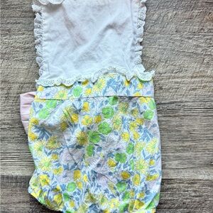 Grace & James Floral Bubble Romper Lace Trim Bow Back Girls 18-24M Boutique
